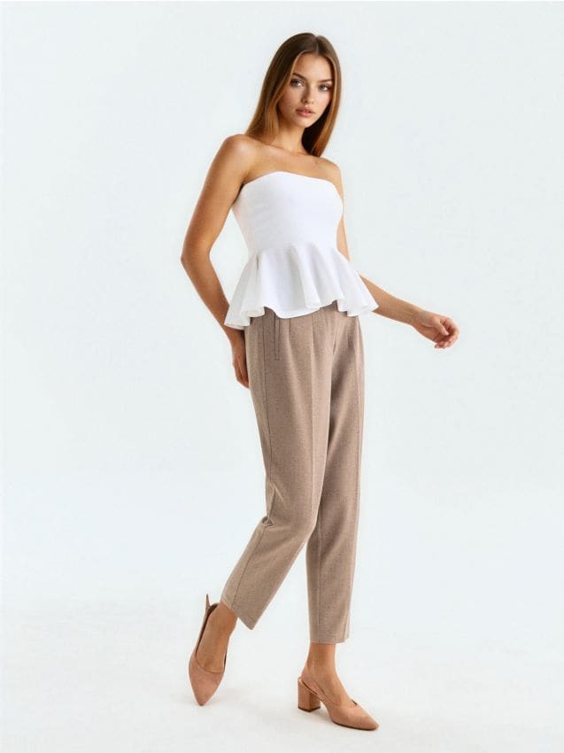 Sinsay - Pantaloni țigaretă - cafeniu