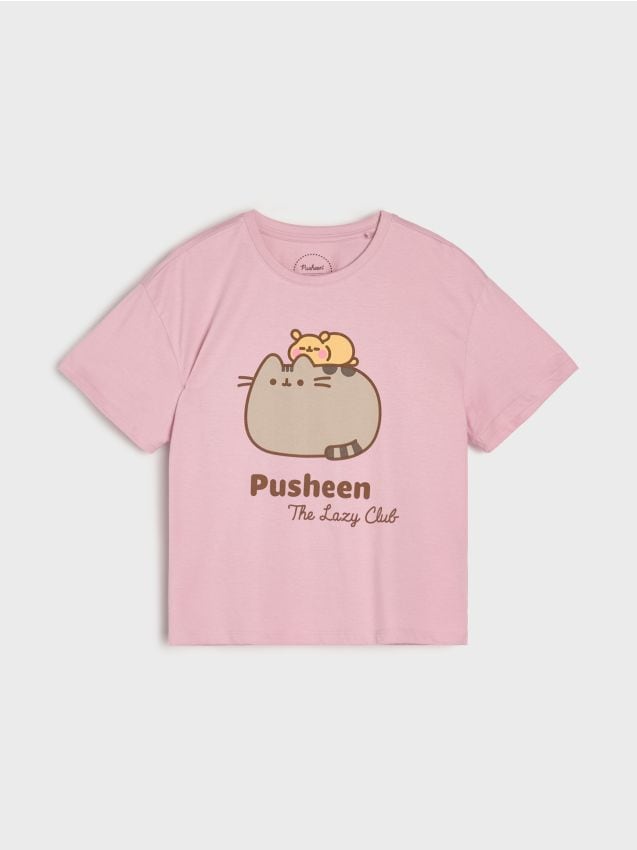 Sinsay - Tricou din bumbac cu imprimeu Pusheen the Cat - mov
