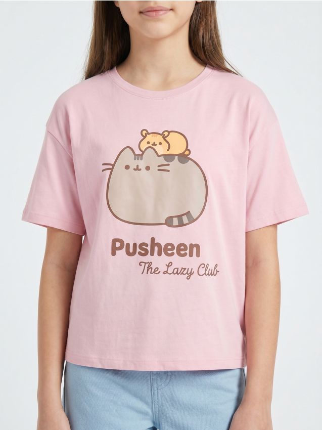 Sinsay - Tricou din bumbac cu imprimeu Pusheen the Cat - mov