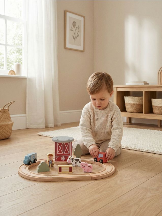 Sinsay - Jucărie - Piese de lemn cu vehicule pe fermă - multicolor