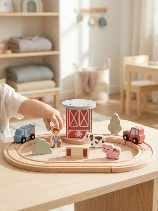 Sinsay - Jucărie - Piese de lemn cu vehicule pe fermă - multicolor