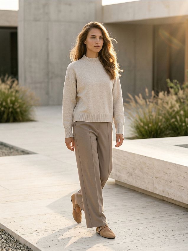 Sinsay - Pulover cu guler înalt și mâneci lungi cu amestec de lână - bej