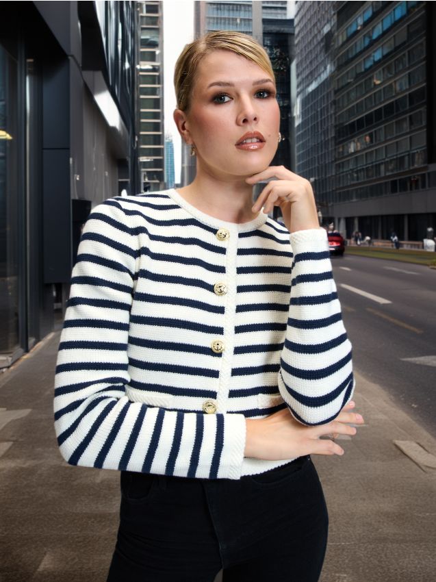 Sinsay - Cardigan în dungi - multicolor