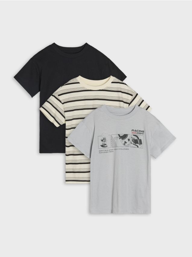 Sinsay - Tricouri din bumbac 3 pack - gri deschis