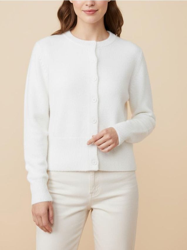 Sinsay - Kardigan z guzikami z domieszką wełny - biały
