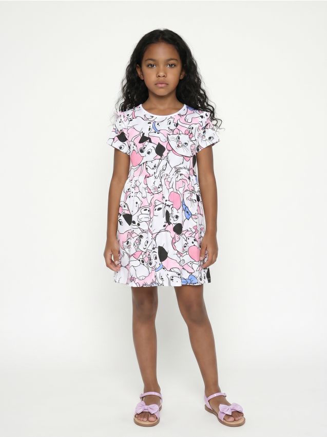 Sinsay - Rochie Din Bumbac cu Volane Disney - roz-pastel