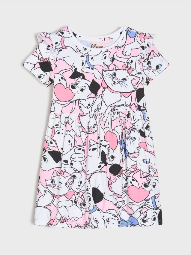 Sinsay - Rochie Din Bumbac cu Volane Disney - roz-pastel