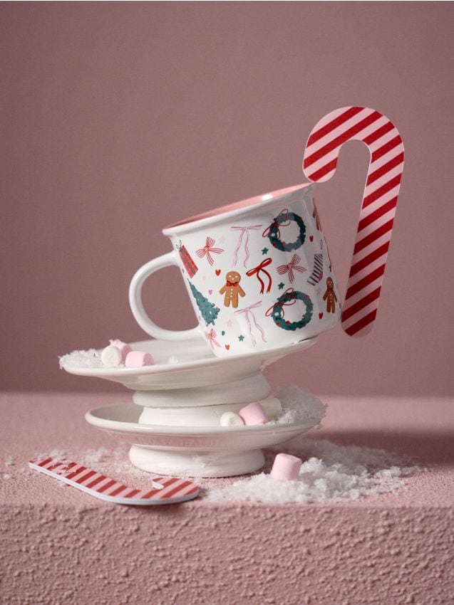 Sinsay - Cană ceramică cu motiv de Crăciun - multicolor