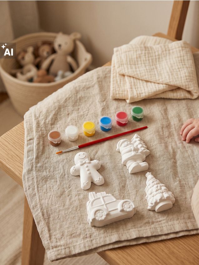 Sinsay - Božićni set gipsanih figurica za bojanje s bojama i kistom 6 pack