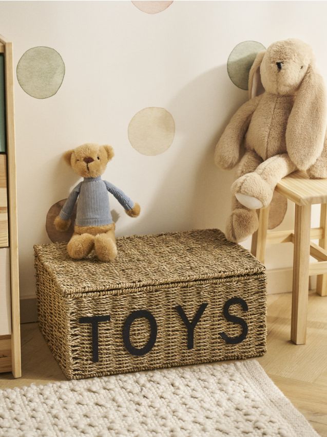 Sinsay - Kosz do przechowywania z napisem TOYS - beżowy