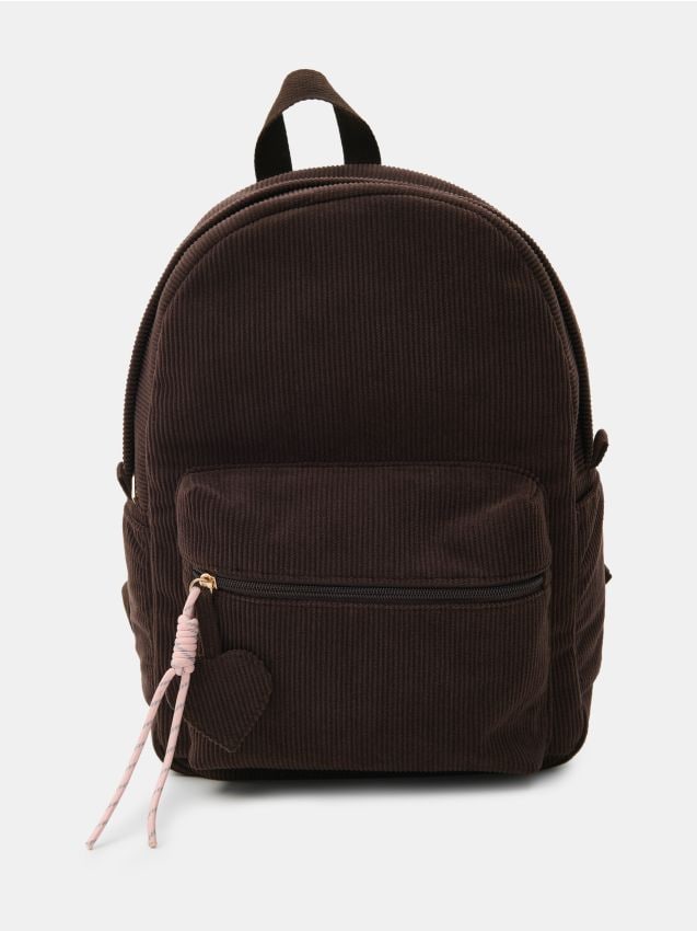 Sinsay - Rucsac din catifea cu breloc - maro-închis