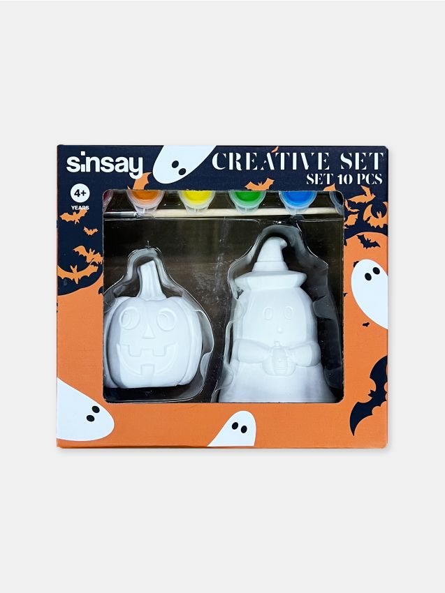 Sinsay - Set de pictură cu tematică de Halloween - dovleac și fantomă din ipsos - multicolor