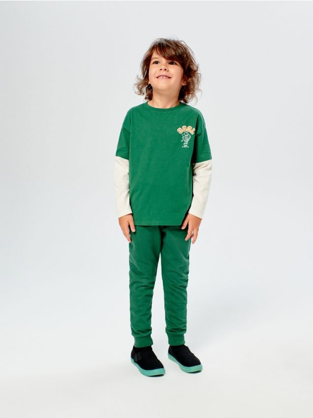 Sinsay - Tričko s dlouhými rukávy - tmavě zelená product