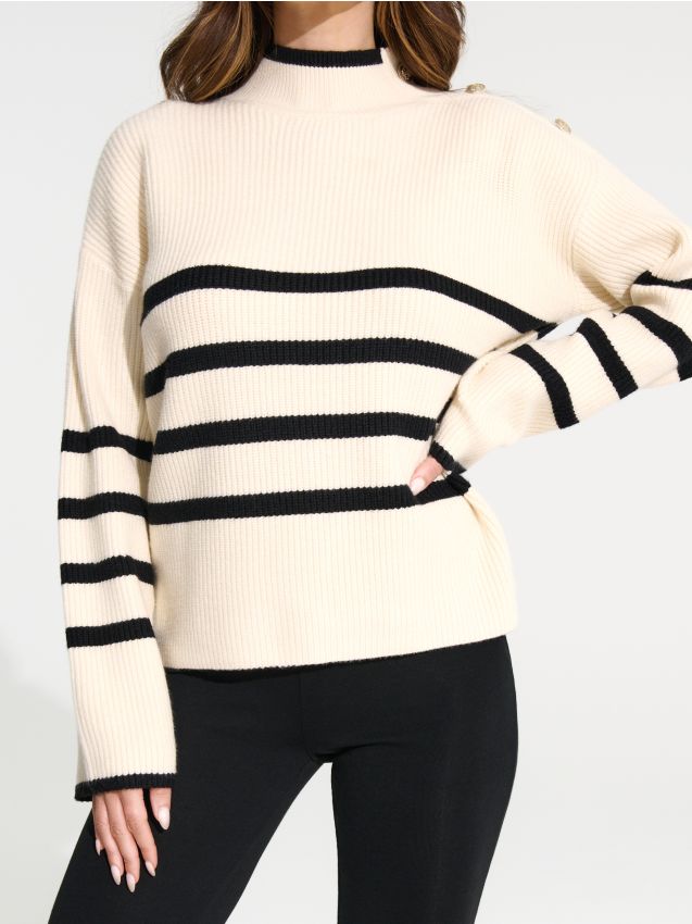 Sinsay - Pulover striat cu nasturi pe umăr - multicolor