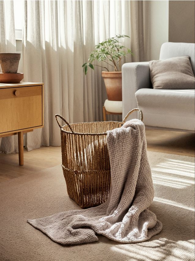 Sinsay - Coș de depozitare împletit cu mânere - bej