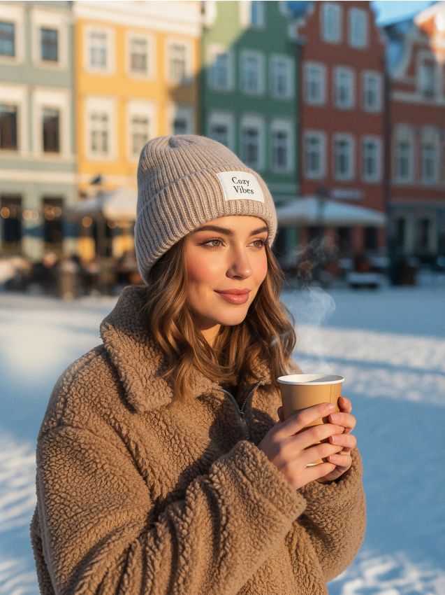 Sinsay - Čiapka beanie z prúžkovaného úpletu - béžová