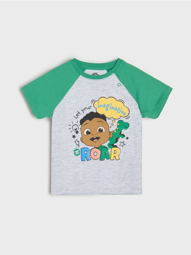 Sinsay - Tricou din bumbac cu imprimeu Cocomelon - gri deschis