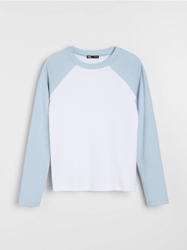 Sinsay - Tricou din bumbac, cu mânecă lungă - multicolor