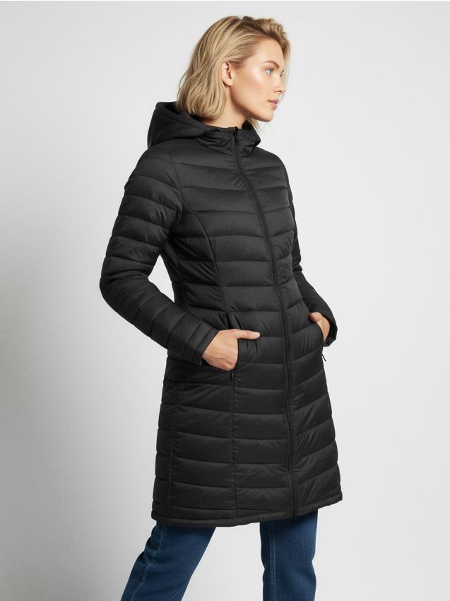 Sinsay - Prešívaný plášť s kapucňou - čierna