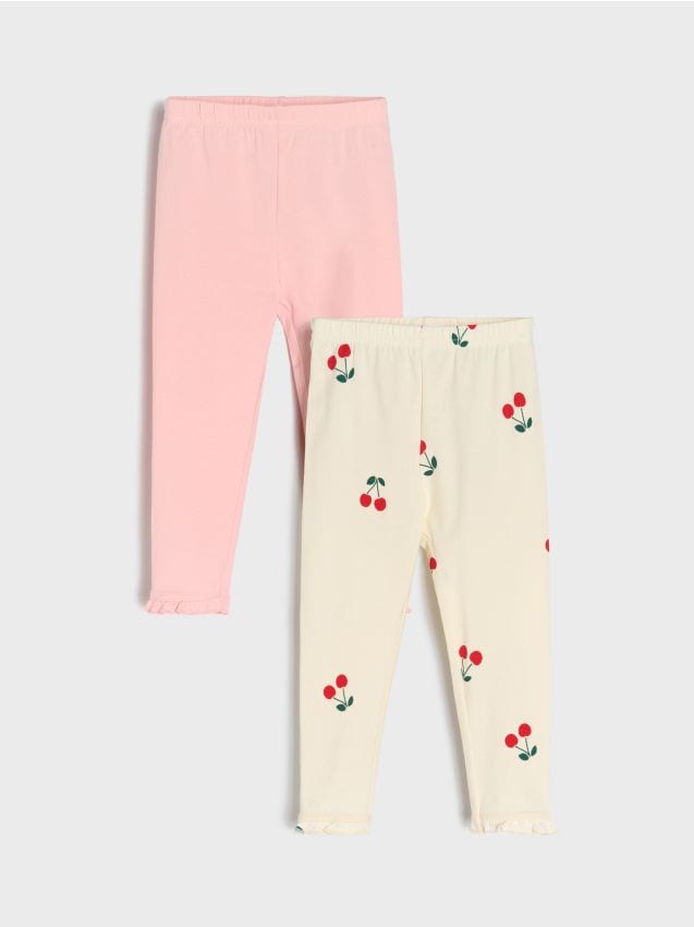 Sinsay - Bawełniane legginsy 2 pack - kremowy