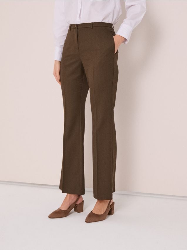 Sinsay - Pantaloni flare - maro-închis