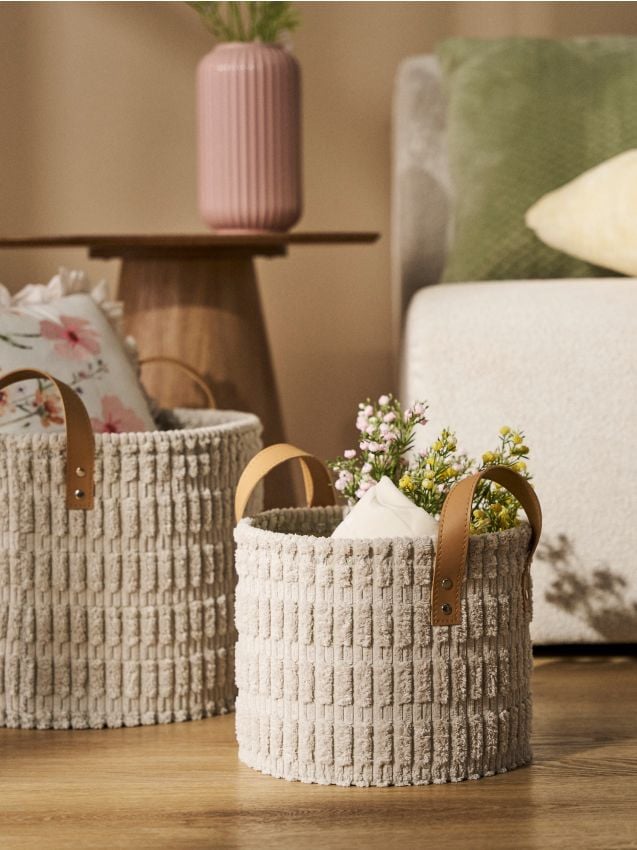 Sinsay - Coș de depozitare texturat cu mânere - bej