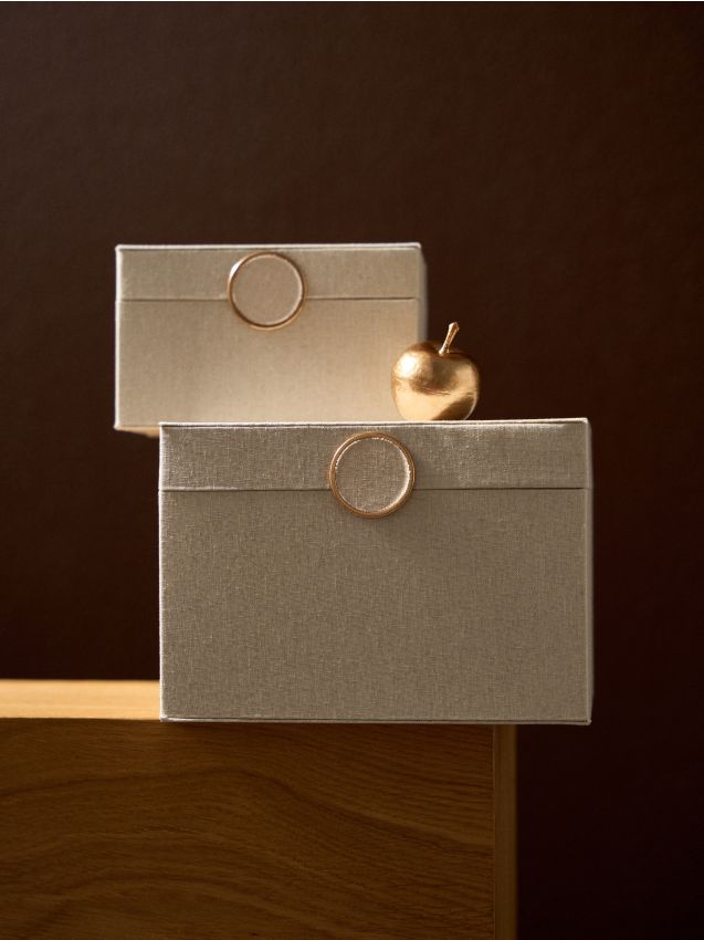 Sinsay - Cutie de depozitare cu finisaj din imitație de in - bej