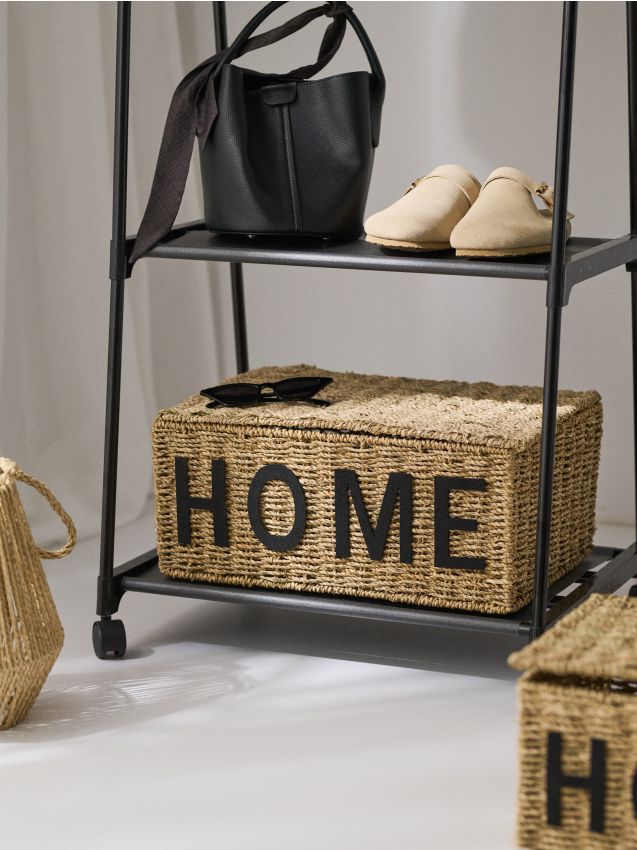 Sinsay - Coș împletit de depozitare cu inscripția Home - bej