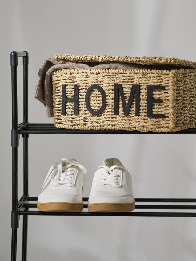 Sinsay - Coș împletit de depozitare cu inscripția Home - bej