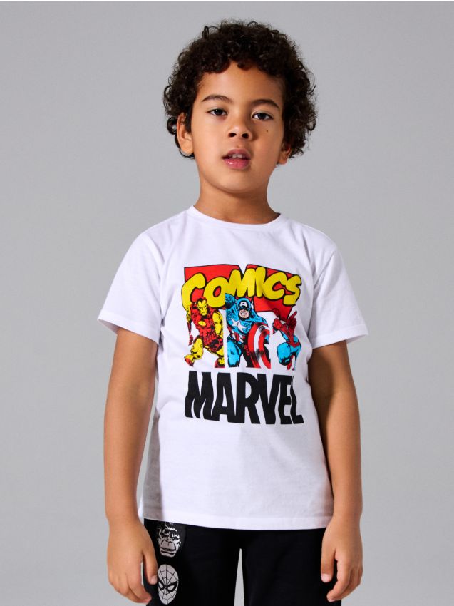 Sinsay - Tricou din bumbac cu imprimeu Marvel - alb