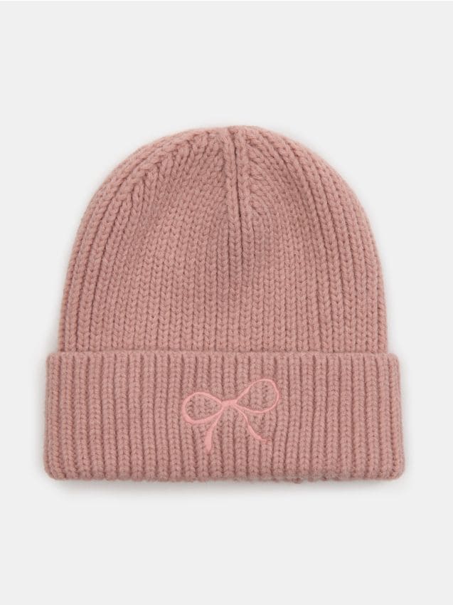 Sinsay - Căciulă din tricot striat - roz-pastel