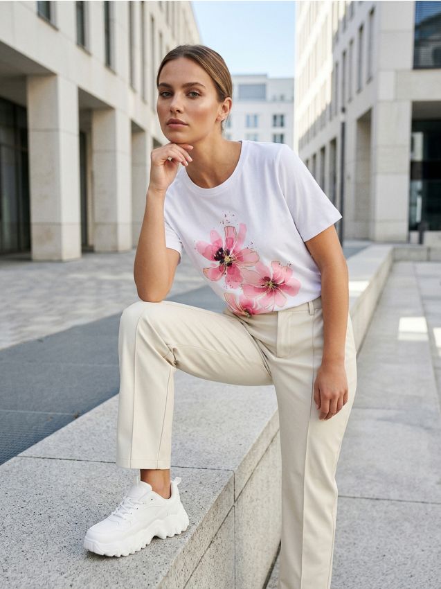 Sinsay - Pantaloni cu efect de piele - nude