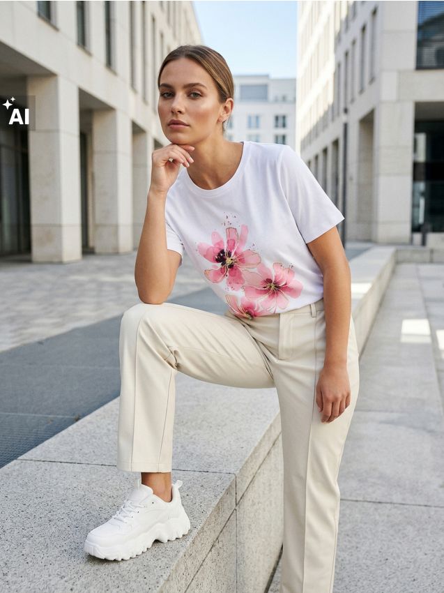 Sinsay - Pantaloni cu efect de piele - nude