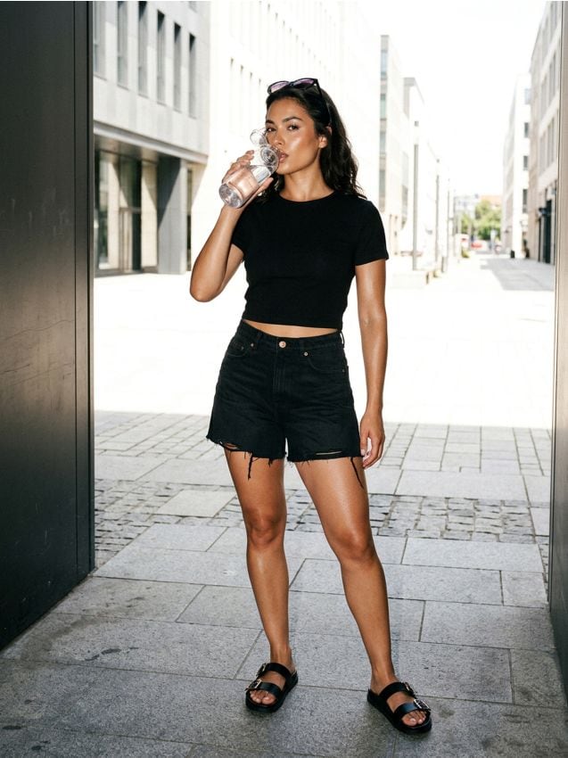 Sinsay - Tricou din bumbac - negru