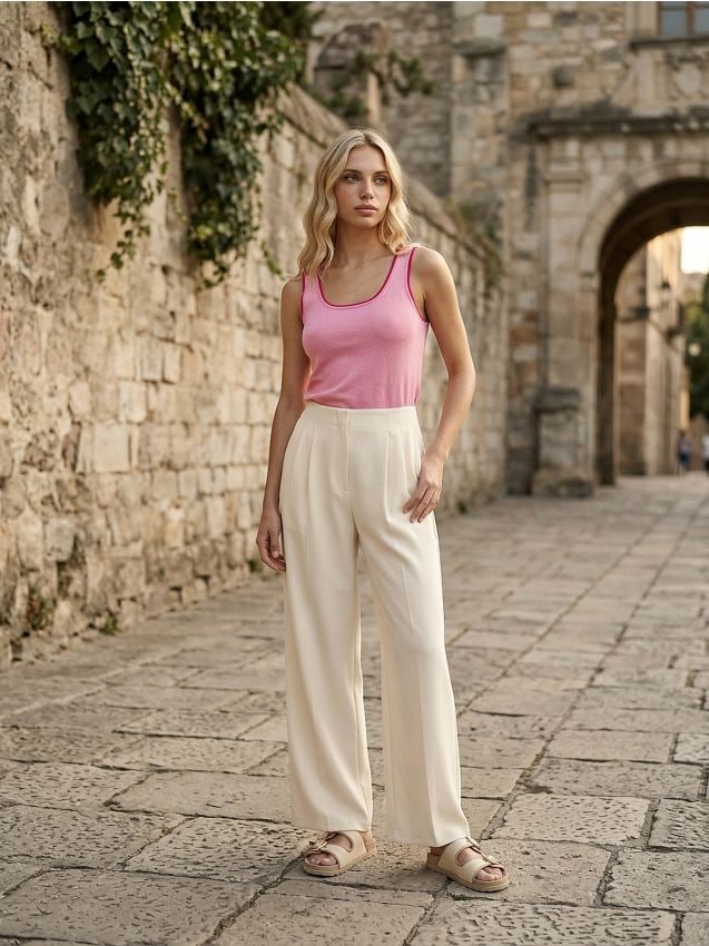 Sinsay - Bluză cu bretele cu vâscoză - roz-pudră