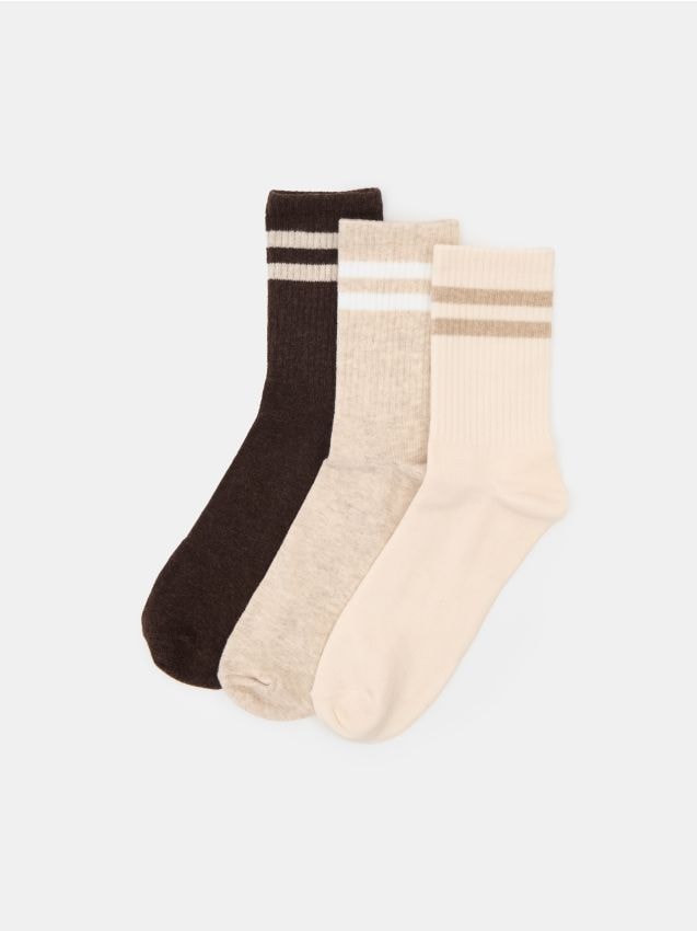 Sinsay - Șosete Din Bumbac cu Dungi 3 Bucăți - multicolor