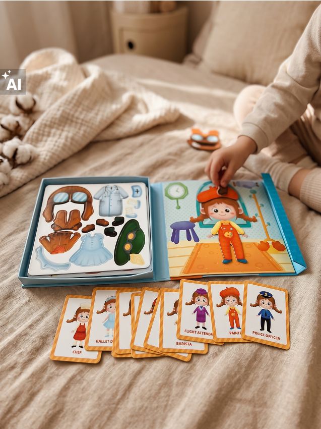 Sinsay - Puzzle magnetic cu un personaj în diferite profesii, 52 de piese - multicolor
