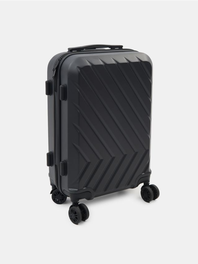 Sinsay - Valiză cu roți cu textură embosată - negru