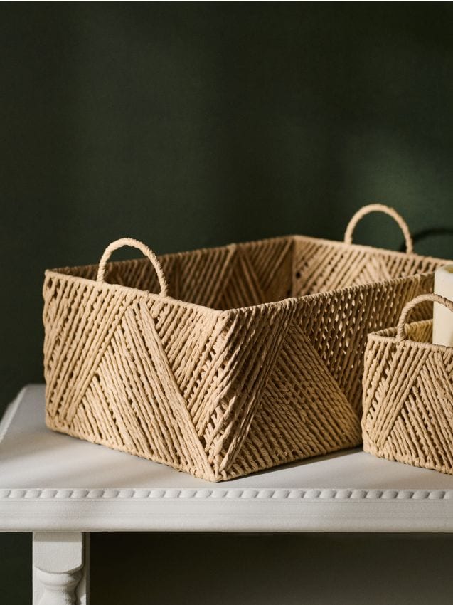 Sinsay - Coș de depozitare împletit cu mânere - bej