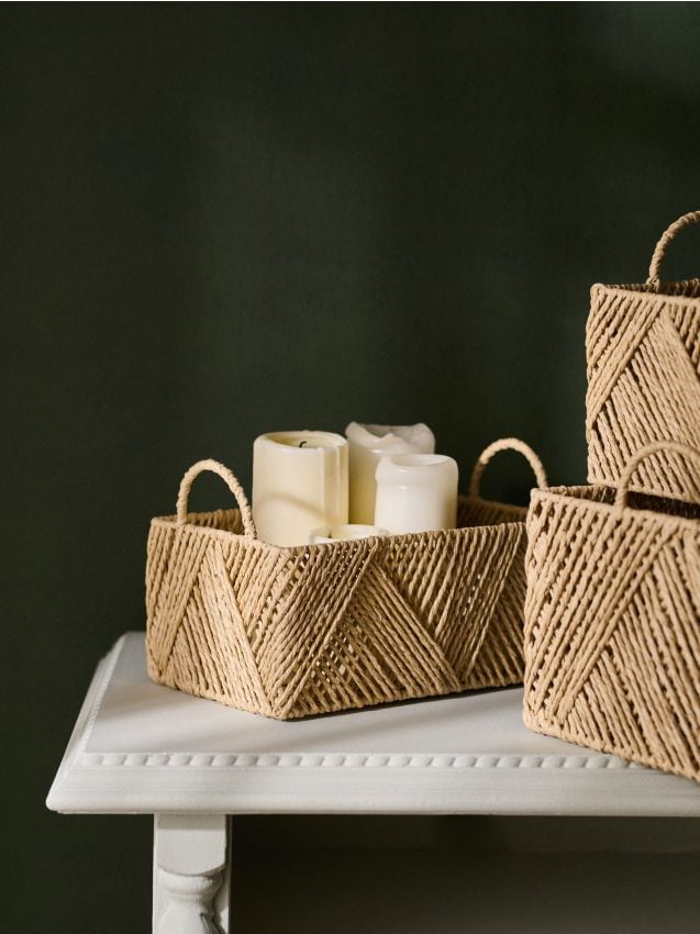 Sinsay - Coș de depozitare împletit cu mânere - bej