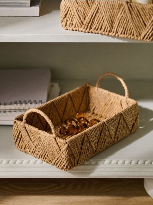 Sinsay - Tavă decorativă împletită cu mânere - bej