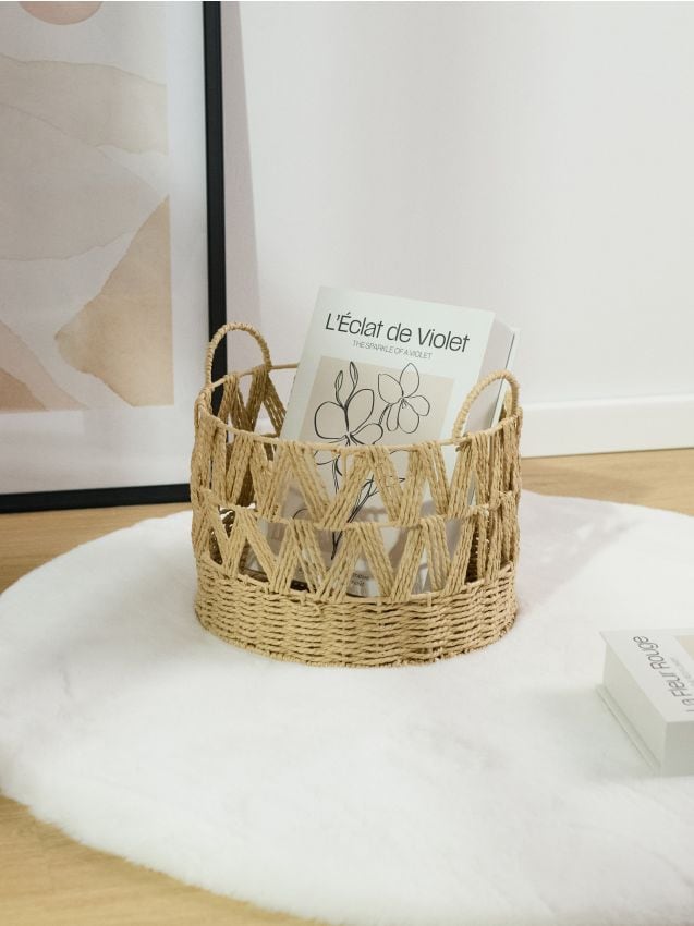 Sinsay - Coș de depozitare împletit cu mânere - bej