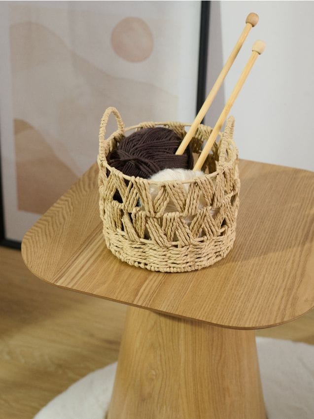 Sinsay - Coș de depozitare împletit cu mânere - bej