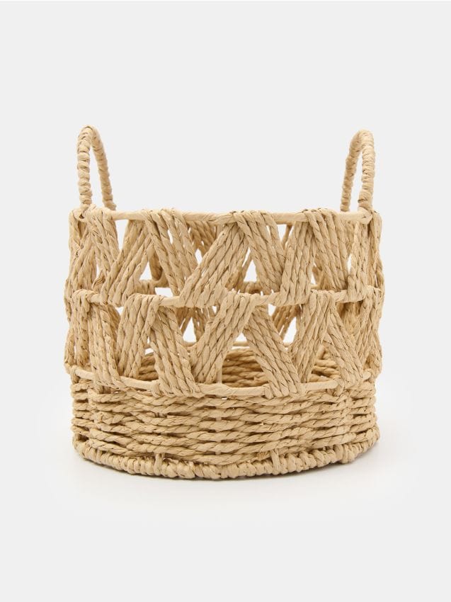 Sinsay - Coș de depozitare împletit cu mânere - bej