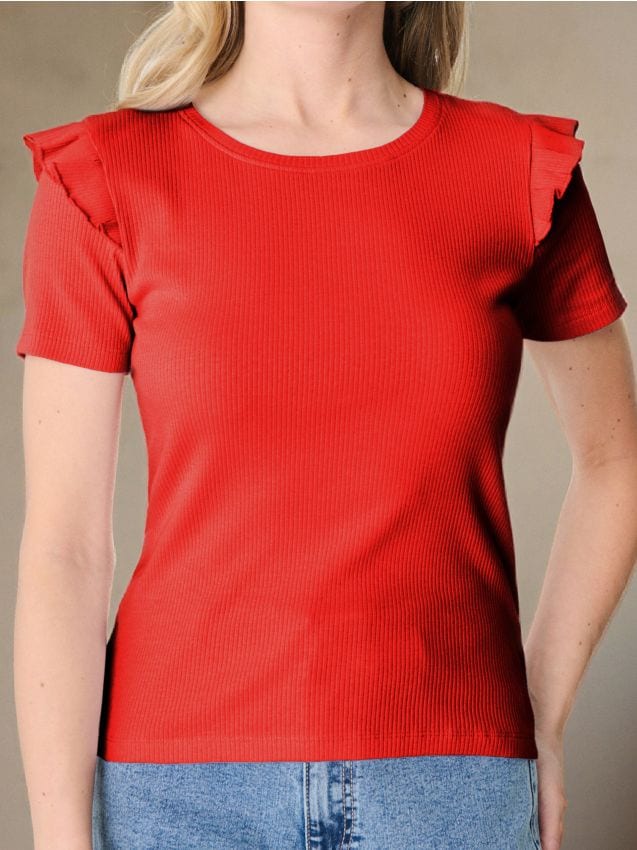 T-Shirt aus Rippstrick - SINSAY
