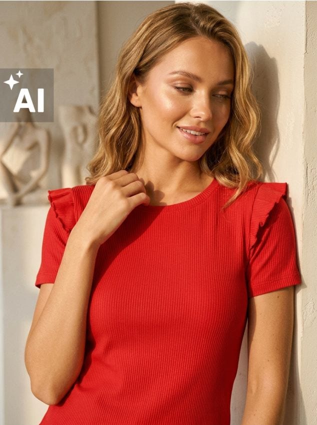 Sinsay - Tricou din tricot striat - roșu
