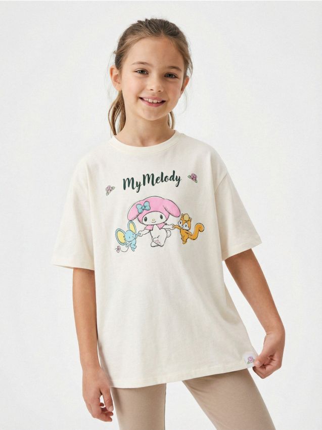 Sinsay - Tricou din bumbac cu imprimeu My Melody - crem