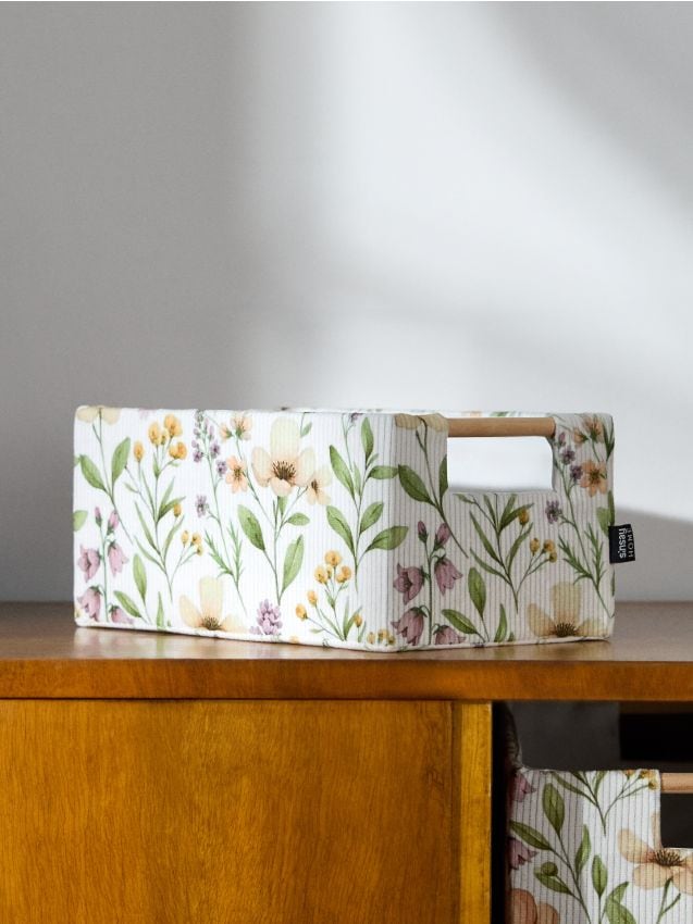 Sinsay - Coș de depozitare cu motiv floral - nude