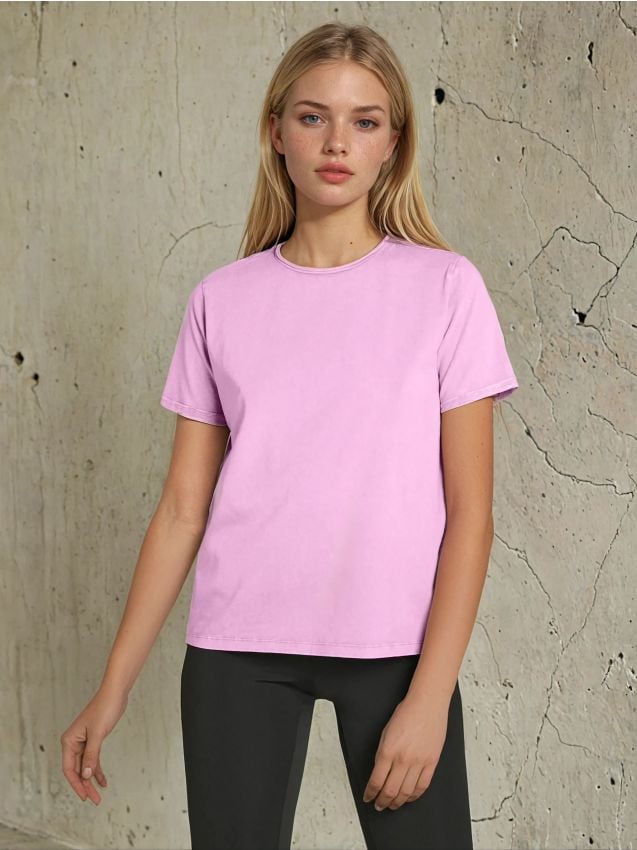 Sinsay - Tricou cu efect prespălat - roz