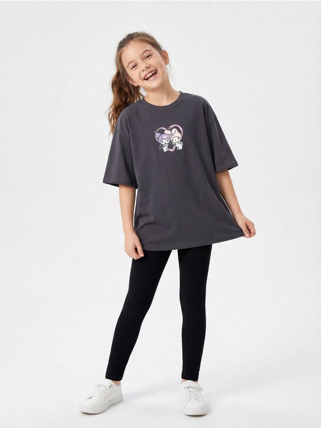 Sinsay - Tricou din bumbac cu imprimeu Kuromi - negru-antracit